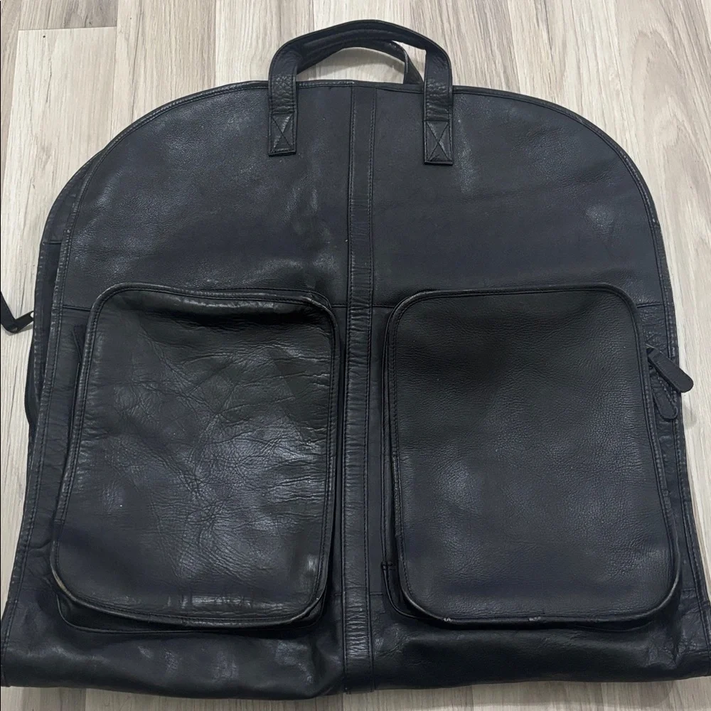 Clava Slim‎ Leather Black Garment Bag - Men's Travel Carry Case